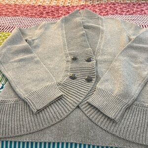 Lauren Ralph Lauren light grey shawl collared, double breasted sweater